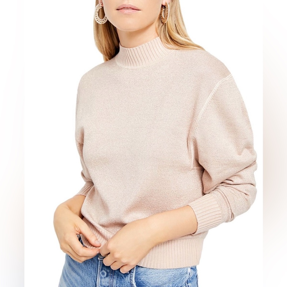Free People Starry Night Long Sleeve Mock Neck Sweater S Frosted Fern Green